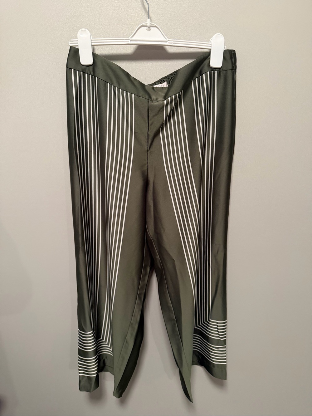 LOFT Olive Green Vertical Stripe Dress Pants